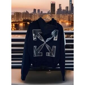 Off White Hoodie Pullover Men XS Black Thick Well Made Long Sleeve‎ Warm Graphic